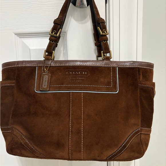 Coach Handbags - Coach Chocolate Brown Suede Tote Bag